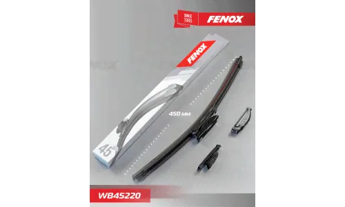 Щётка стеклоочистителя Fenox 450мм (18") бескаркасная, всесезонная, крепление J-Hook, Bayonet, VATL5.1, 1 шт, арт. WB45220-0